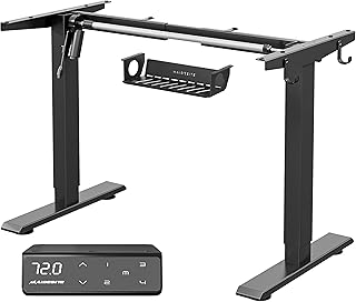 MAIDeSITe Bureau Assis Debout Electrique Réglable à 2 Étages en Hauteur avec 4 Claviers à Mémoire Automatique Cadre de Bureau (Noir), pour Écriture, Industriel, 70-120 cm