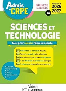 Admis au CRPE 2026-2027 - Epreuve écrite d’admissibilité L3 - Sciences et technologie